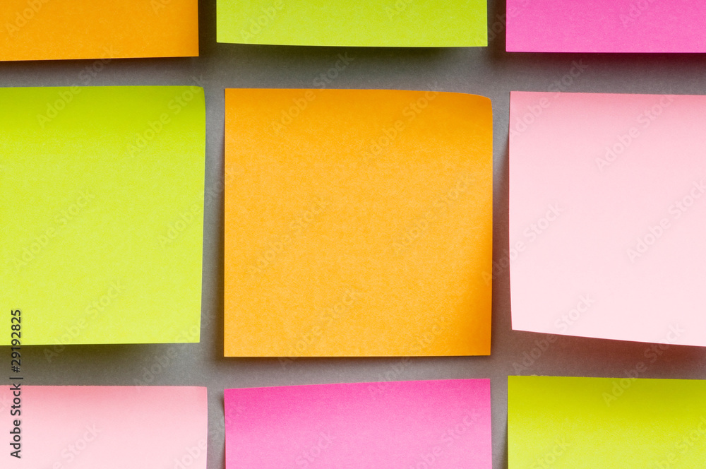 Reminder notes on the bright colorful paper Reminder notes on the bright colorful paper