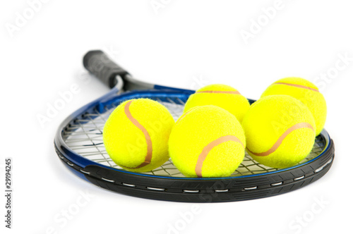 Tennis concept with the balls and racket © Elnur