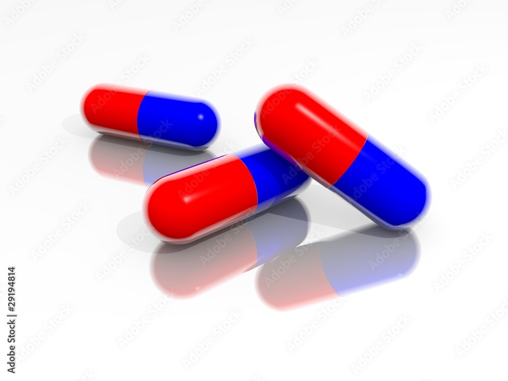 Red and Blue Pills on mirroring Ground Red and Blue Pills on mirroring Ground