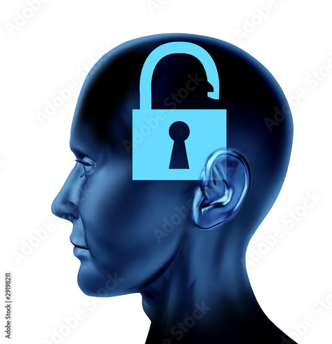 unlock thhe mind memory security head brain symbol photo