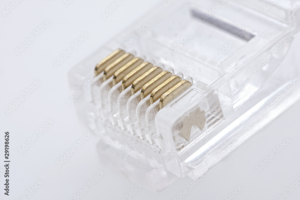 RJ 45 Westernstecker Nahaufnahme RJ 45 Westernstecker Nahaufnahme