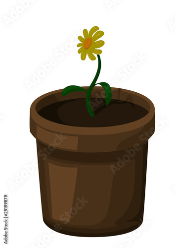 Clay flowerpot with a floweret