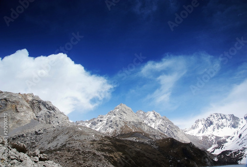 Himalchuli and white clouds photo