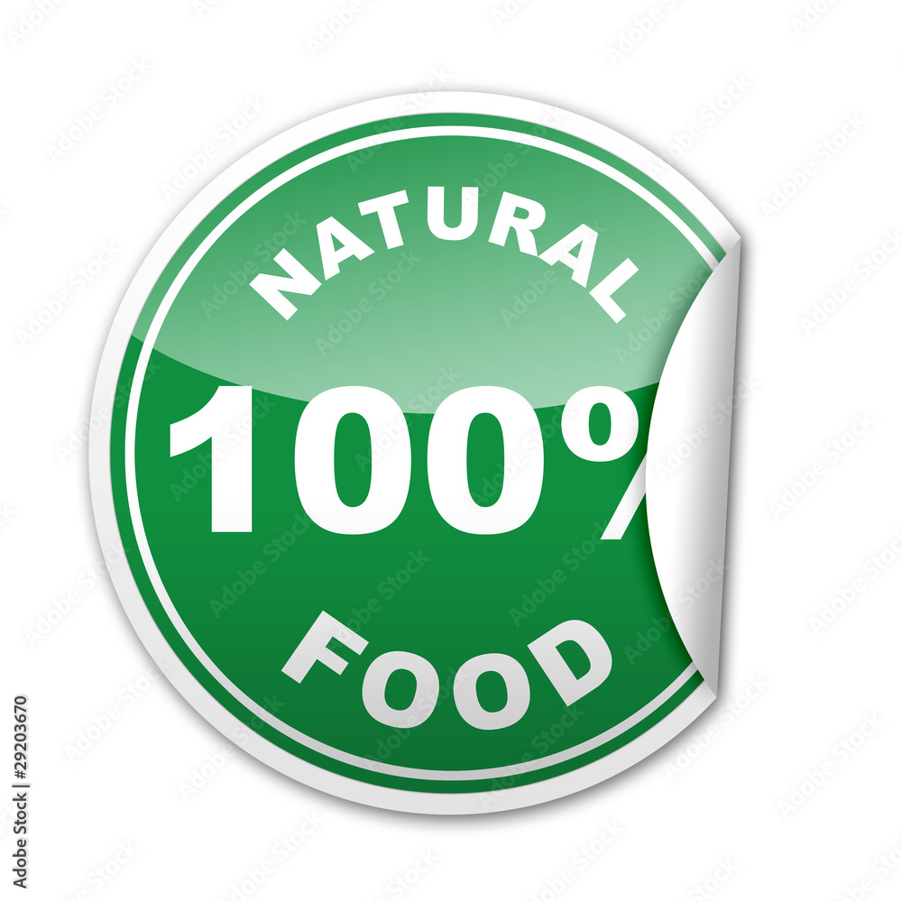 Pegatina 100% NATURAL FOOD con reborde