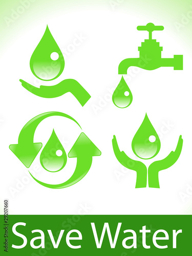 abstract green save water icons