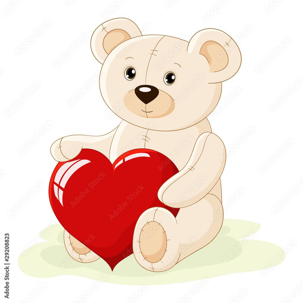 Cute toy bear with red heart