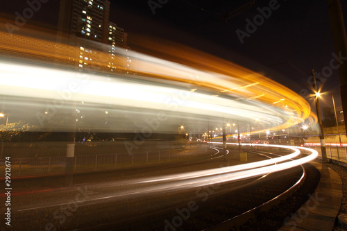 Light rail in Hong Kong, it shows busy traffic.