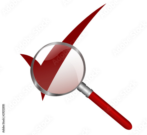 symbole rouge validation loupe