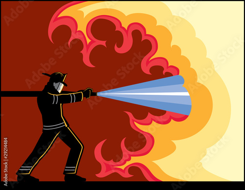 Fireman Fighting Fire