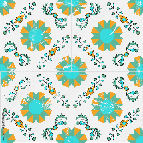 The illustration of a tunisian style's tile's ceramic ornament