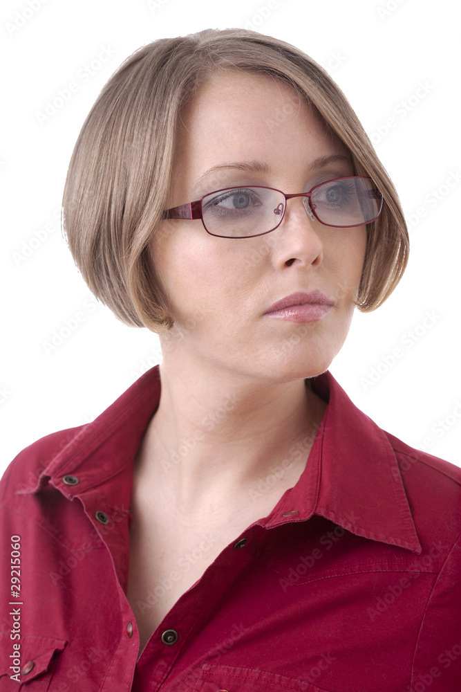 Adult blonde with eyeglasses portrait