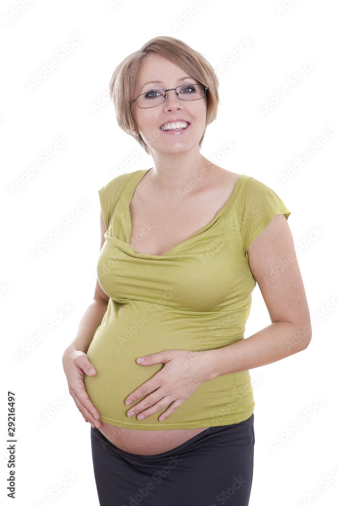 Pregnant pretty woman in studio over white background Pregnant pretty woman in studio over white background