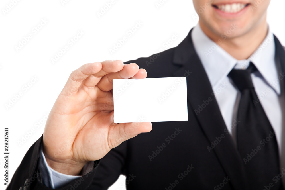 Hand of businessman offering businesscard Hand of businessman offering businesscard