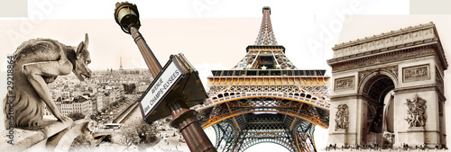Photography great Parisian landmarks - touristic collage