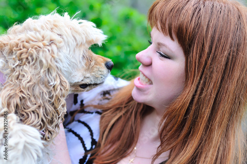 fun of girl and her pet photo