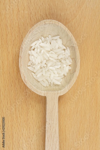spoon with white rice