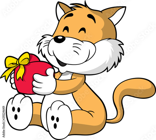 cute cat holding heart