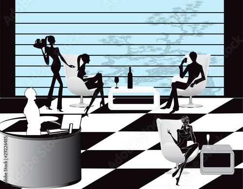 bar restaurant lounge coffee women Illustration vector