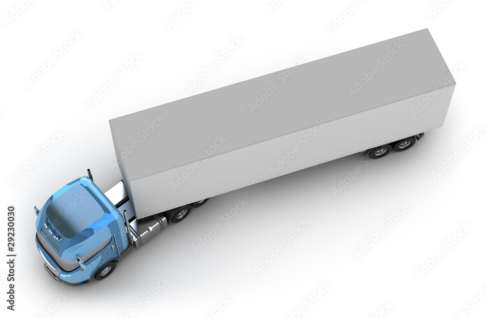 Blue truck with trailer top view isolated on white my own design Stock  Illustration | Adobe Stock