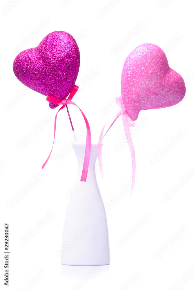 Fototapeta premium Two pink hearts