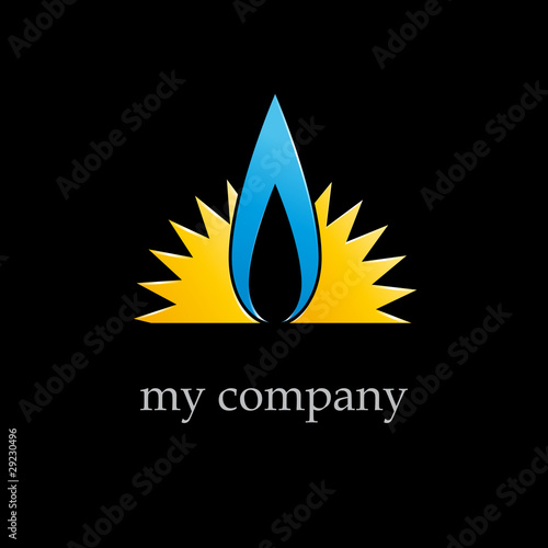 Logo sun and flame gas on black bachground # Vector