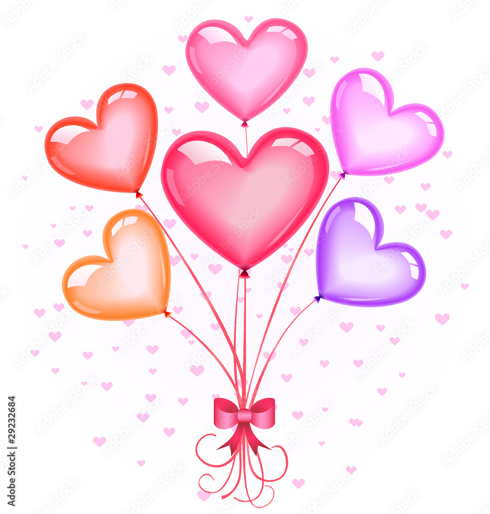 Heart-shaped balloons bouquet