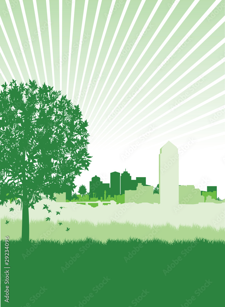 Plakat abstract tree cityscape background