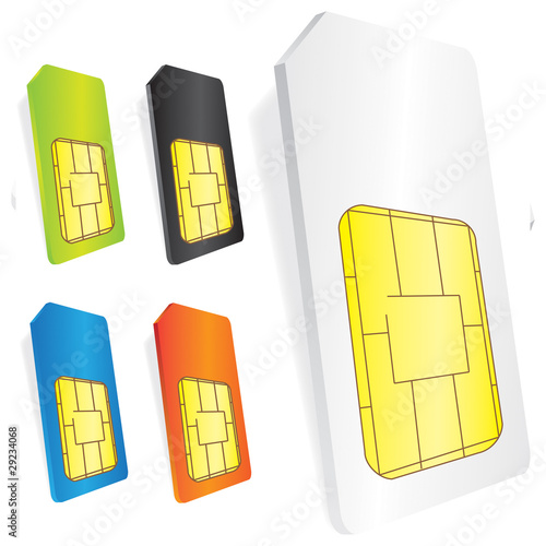 SIM Karte set weiß schwarz grün orange blau