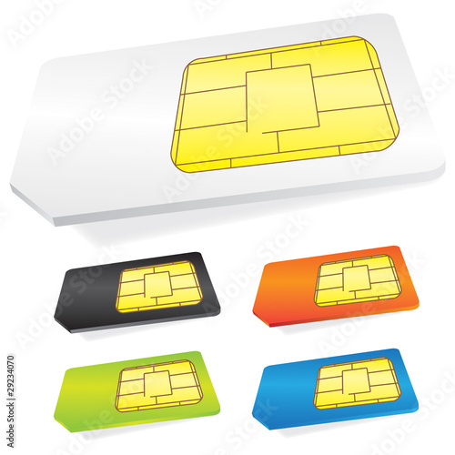 SIM Karte set weiß schwarz grün orange blau