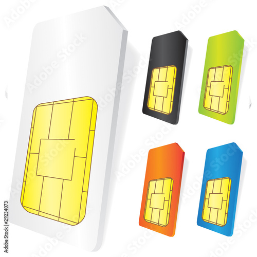 SIM Karte set weiß schwarz grün orange blau