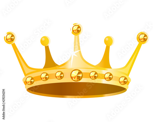 Gold crown with gems isolated on white background