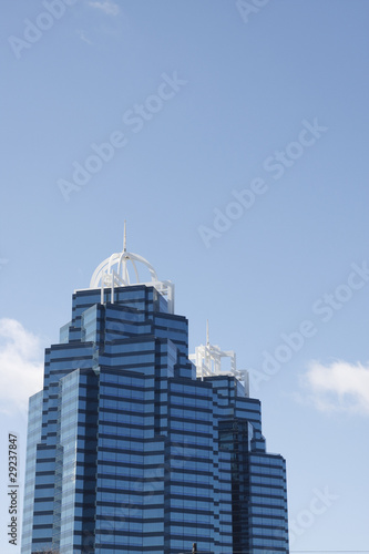 Two Blue Glass Office Towers and Nice Sky