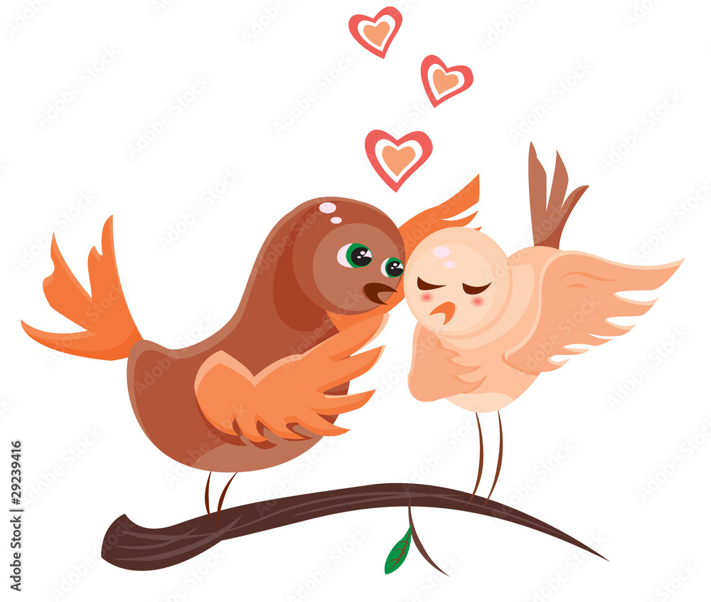 two cartoon love birds expressing their feelings two cartoon love birds expressing their feelings