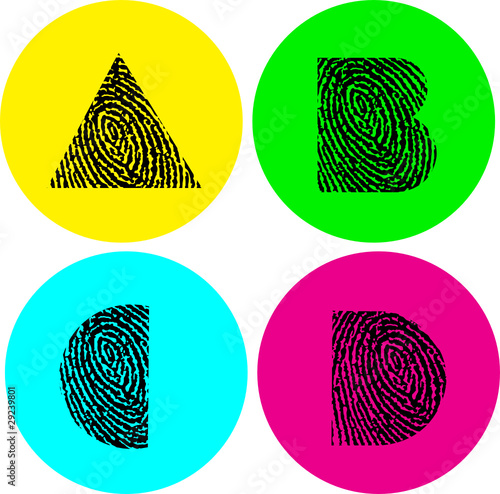 alphabet letters vector illustration - fingerprint letters