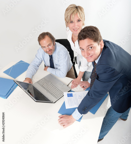 Smiling business people