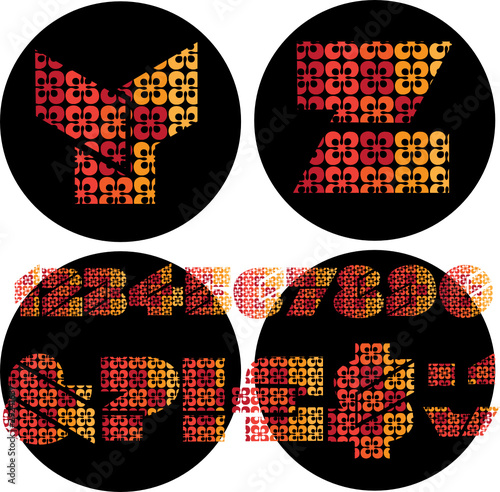 alphabet letters, numbers and signs vector illustration