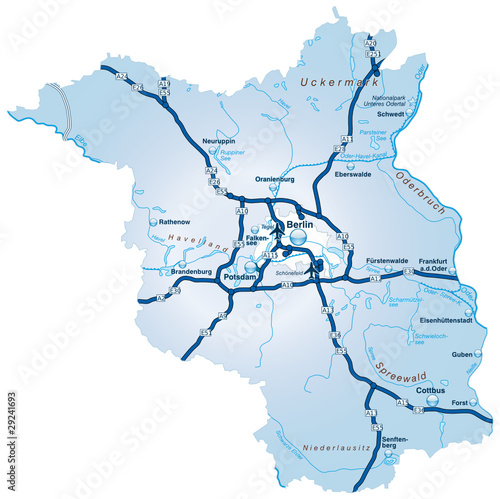Bundesland Brandenburg mit Autobahnen