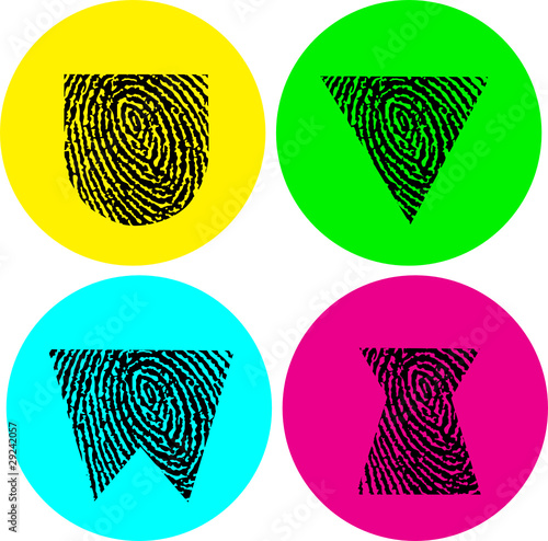 alphabet letters vector illustration - fingerprint letters