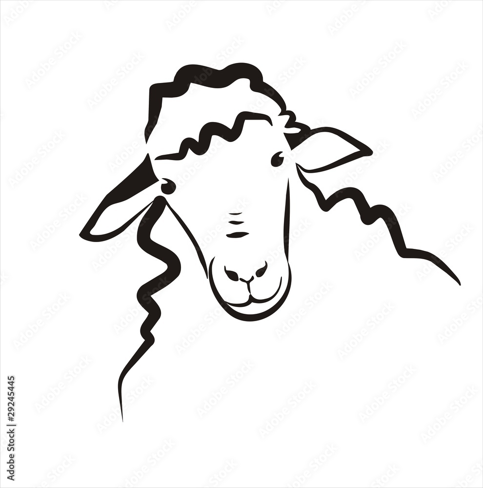 Naklejka premium sheep icon in simple black lines