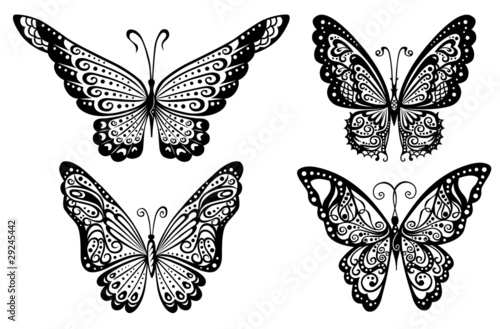 An artistic pattern with butterflies, suitable for a tattoo