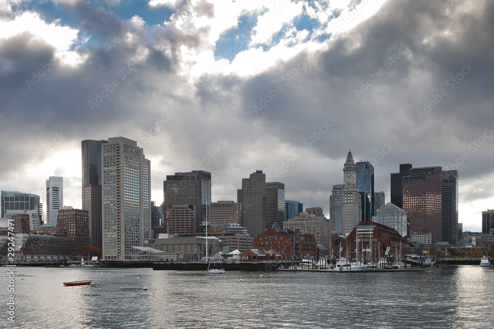 Boston Skyline as seen from the Atlantic Ocean