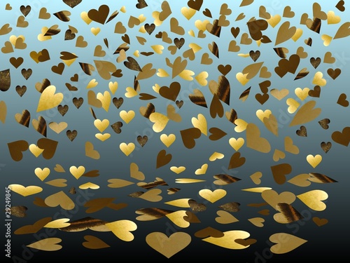 Confettis en coeurs sur fond bleu