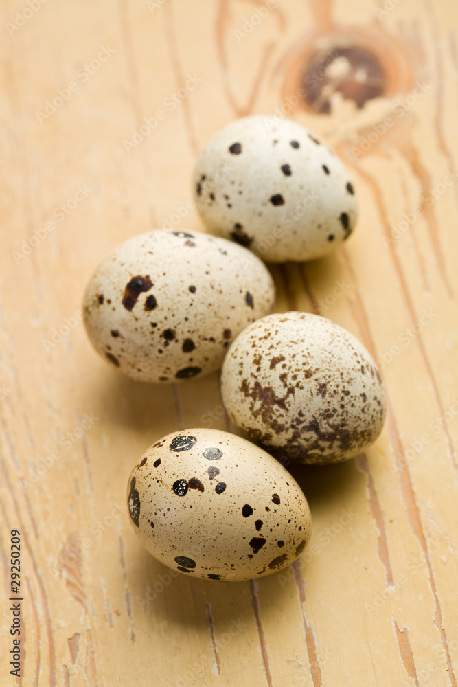 Obraz premium quail eggs on kitchen table