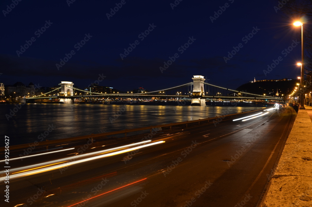 Budapest Chain Bridge by night