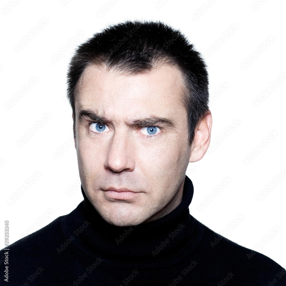 Obraz premium man anger mistrust distrust frowning portrait