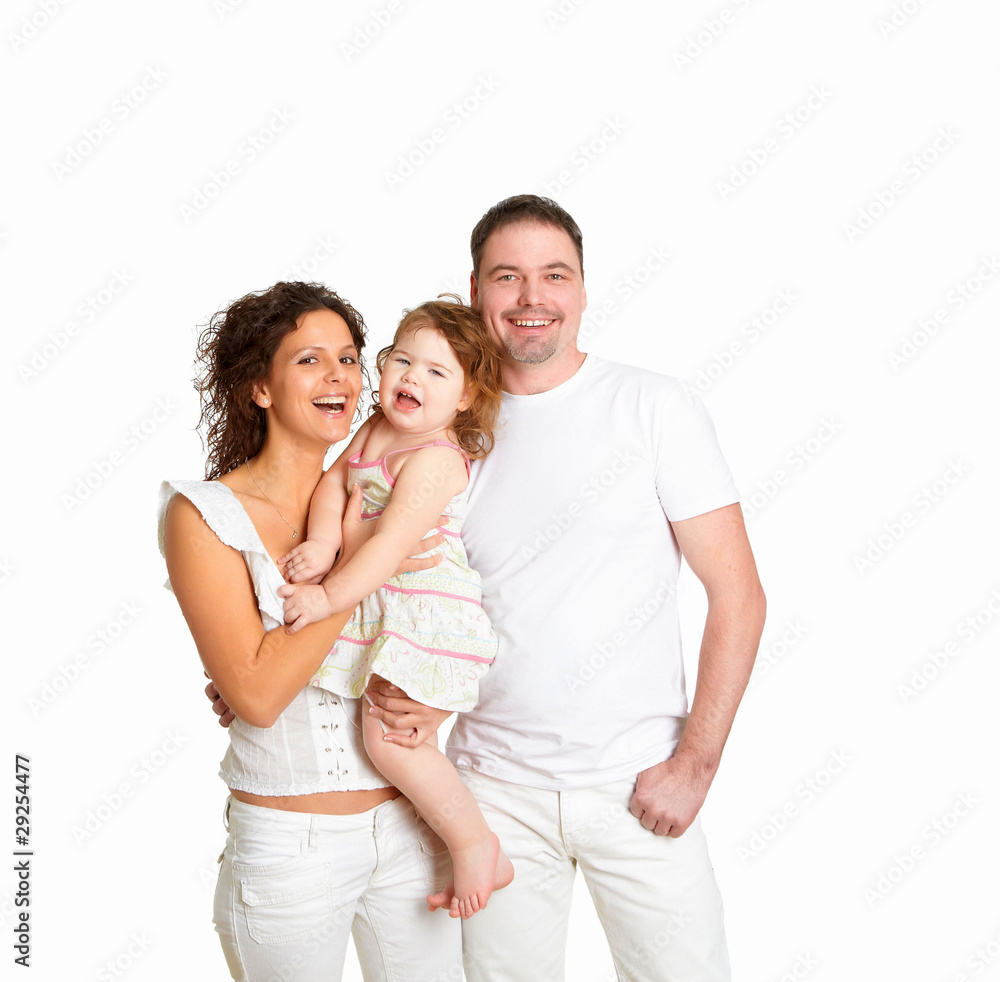 mother, father and their child together in studio mother, father and their child together in studio