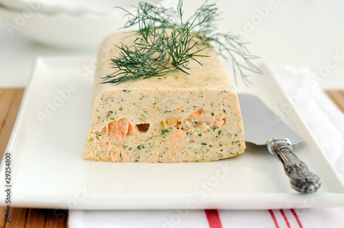 Fresh and smoked salmon terrine photo