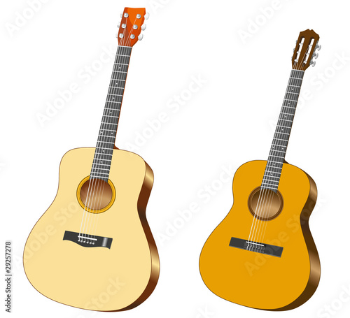 Vector Illustration of Acoustic and Western Guitar