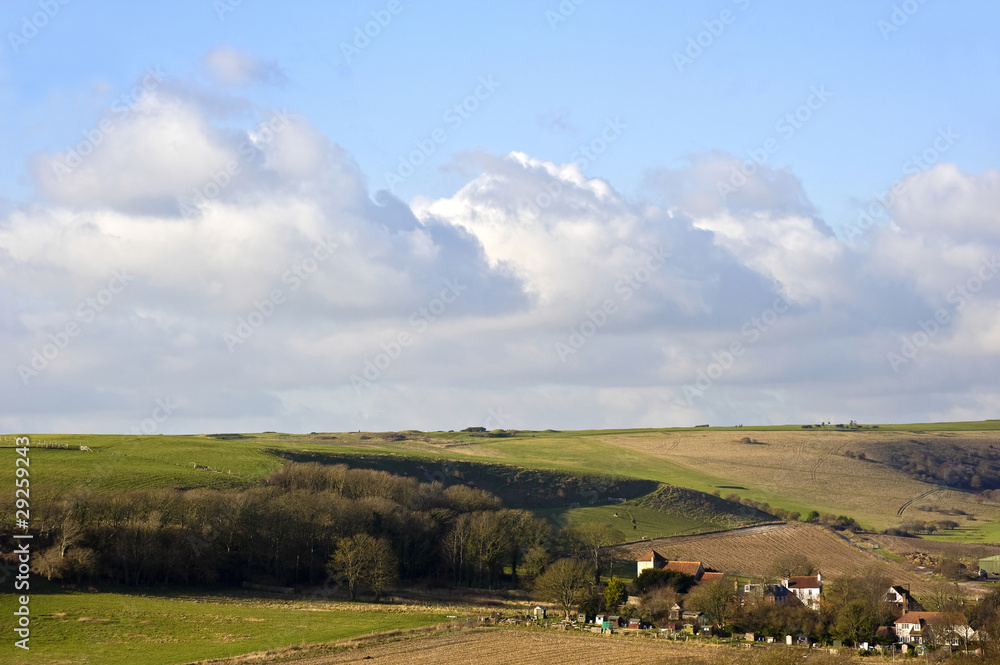 Beautiful vibrant landscape over rolling English countryside