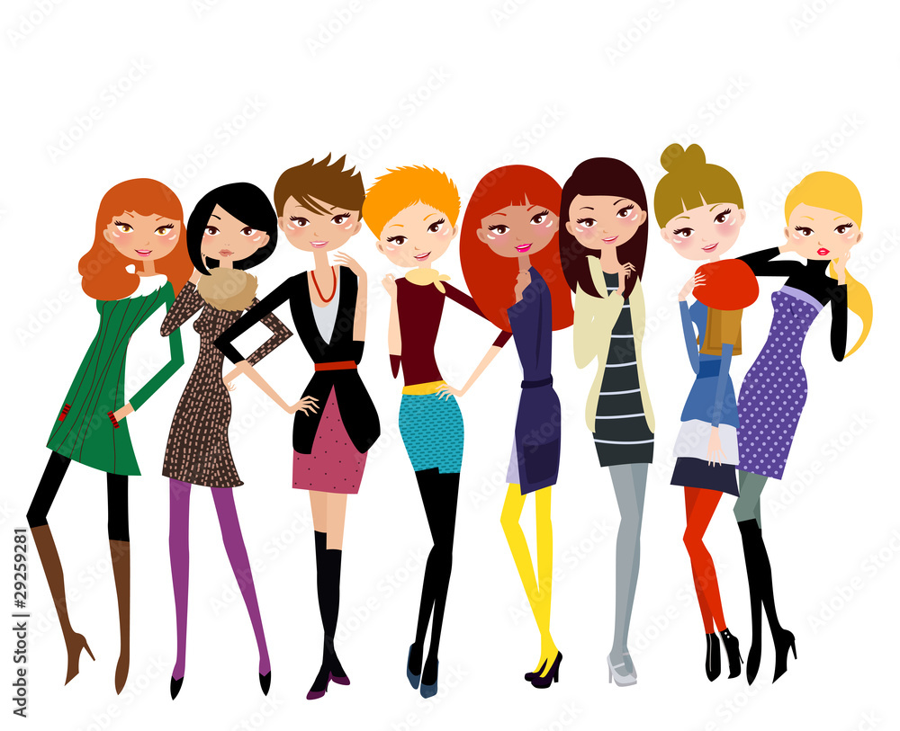 Fototapeta premium pretty girls in stylish dresses